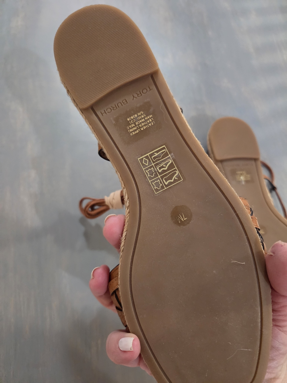 Tory Burch Basketweave Lace-Up Women's Sandals in Cognac - Picture 9 of 15